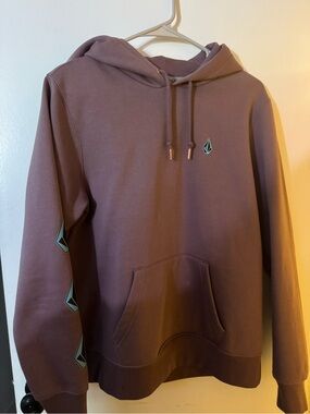 Volcom Men's Hooded Pullover - Mauve with Teal Accents